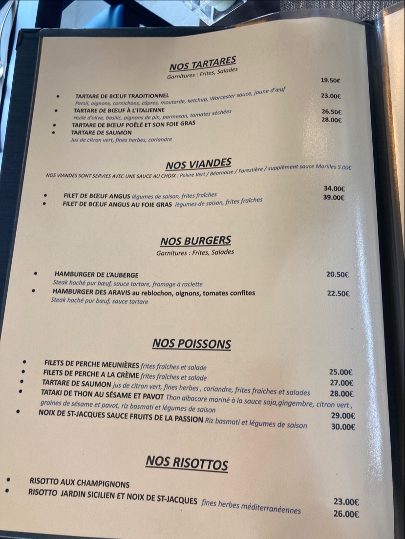 Menu Auberge De Collonges-5